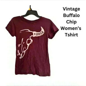 Vintage Buffalo Chip‎ T-Shirt 2012 Graphic Tee Maroon Women's Size Small